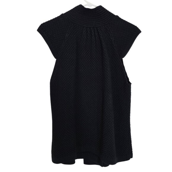 August Silk Black Crochet Sleeveless Shrug Cape Size Large P2P 17" Length 20" - Picture 4 of 4